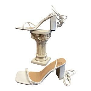•Women Outdoor Party/Wedding Tie Up High Heels Chunky Heel Sandals